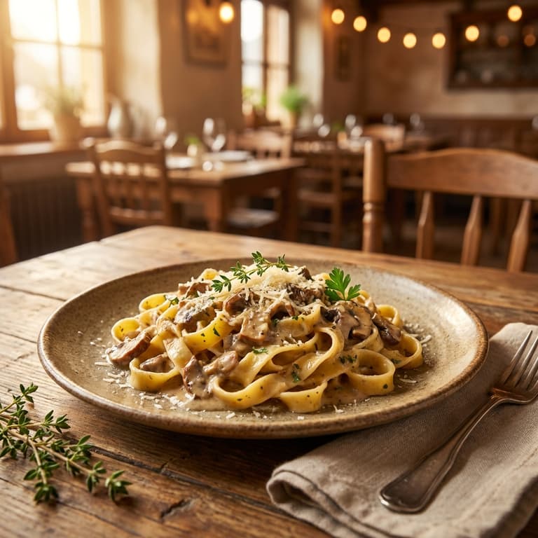 Tagliatelle pasta photographed in warm tones