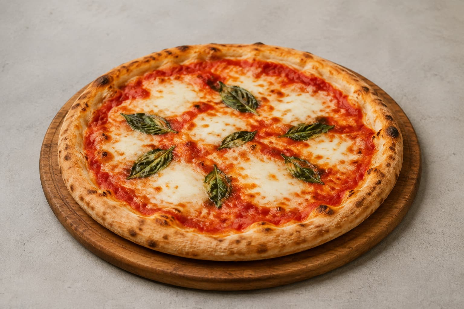Basic menu photograph of a margherita pizza