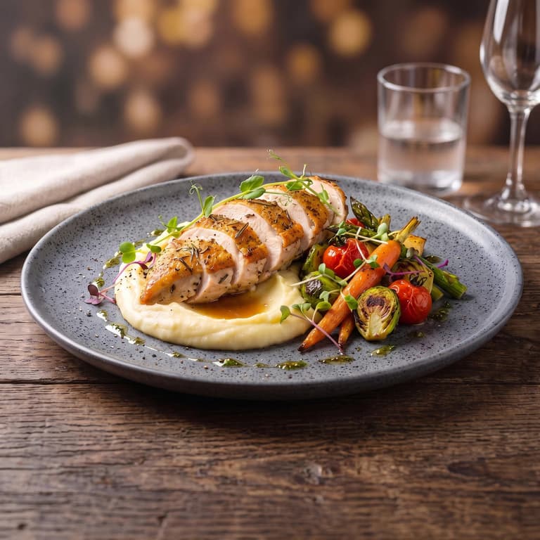 Chicken dish photographed with soft diffused lighting